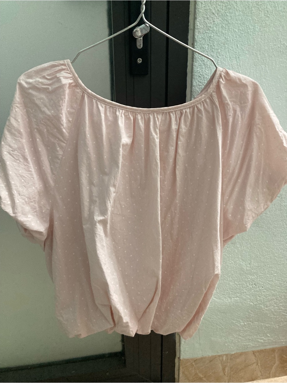 Light Pink Women’s Short Sleeve Peasant Top